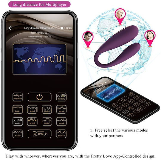 Pretty Love August Double Vibrator with Remote Control 9.5cm Flesh