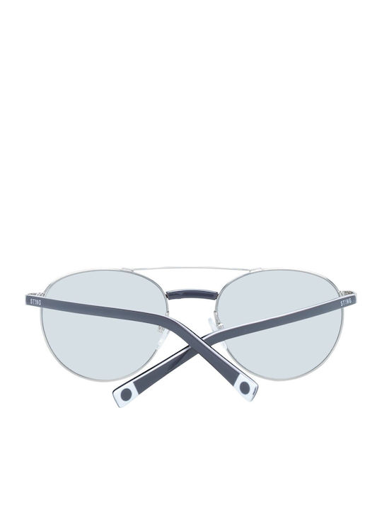 Sting 52 Unisex Sunglasses with Silver Metal Frame and Silver Mirror Lens SST229 581G