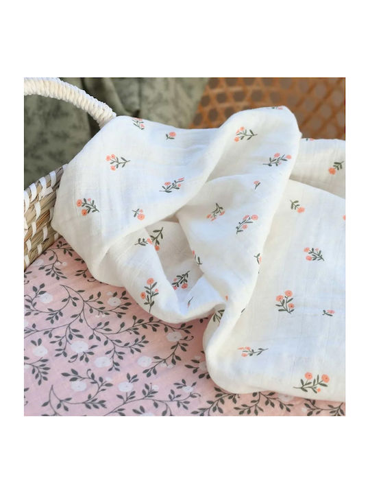 A Little Lovely Company Little Flowers Muslin Swaddle Wraps 60x60cm. 2pcs