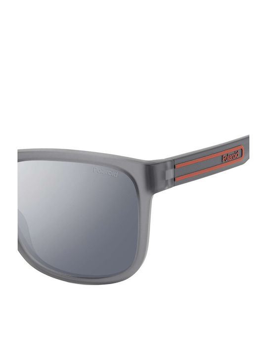 Polaroid Men's Sunglasses with Gray Plastic Frame and Silver Mirror Lens PLD2155/S RIW/EX
