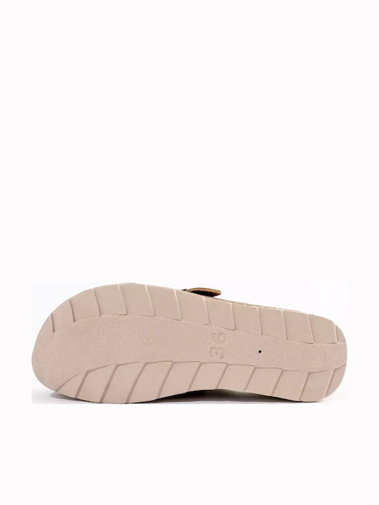Vesna Γυναικεία Δερμάτινα Ανατομικά Σαμπό Light Brown