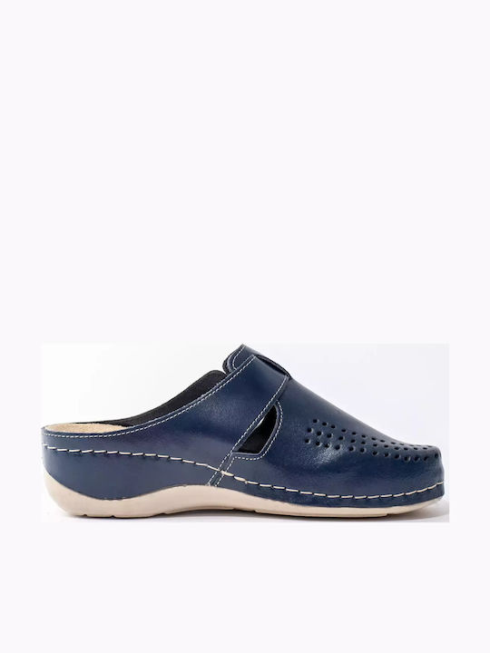 Vesna Women's Leather Anatomic Clogs Blue