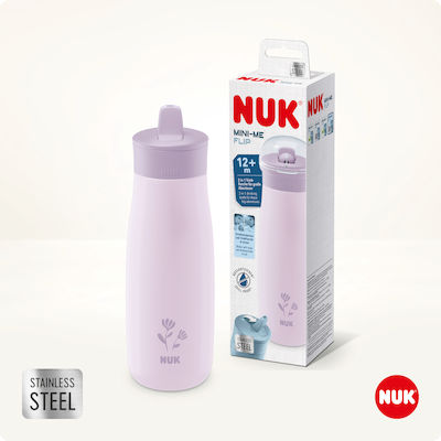 Nuk Kinder Trinkflasche Rostfreier Stahl mit Strohhalm 500ml