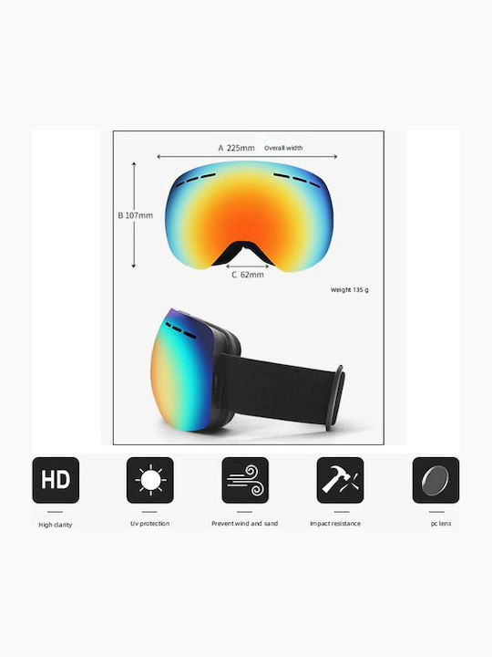 Ski & Snowboard Goggles Kids Black with Lens in Multicolour Color