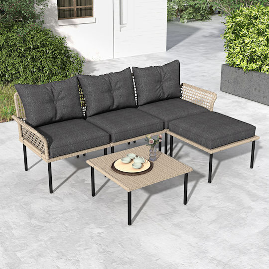 Set Cameră De Zi Pentru Exterior 5 Piese Rattan