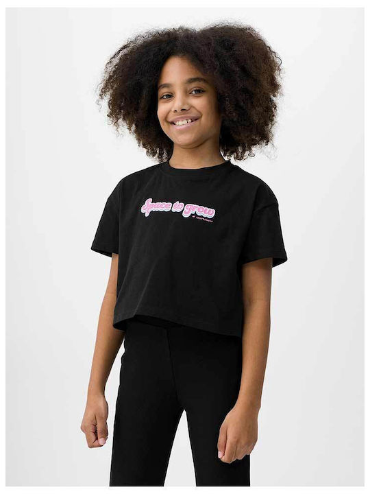 4F Kids Crop Top Short Sleeve Black