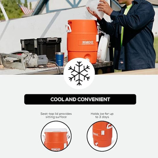Igloo Seat Top Container with Faucet Thermos Plastic 19lt Orange