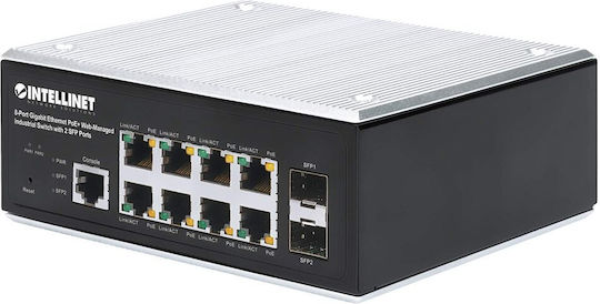 Intellinet 508278 Verwaltet L2 PoE+ Switch mit 8 Ports Ethernet und 2 SFP Ports