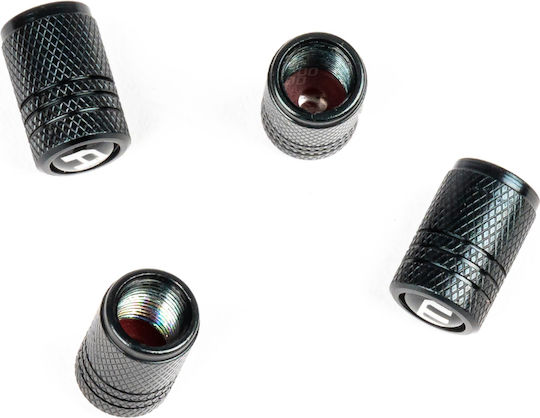AMiO Car Tire Valve Caps Black 4pcs
