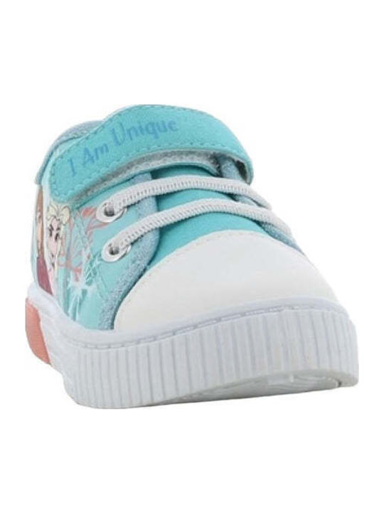 Frozen Παιδικά Sneakers Ανατομικά με Σκρατς & Φωτάκια Τιρκουάζ