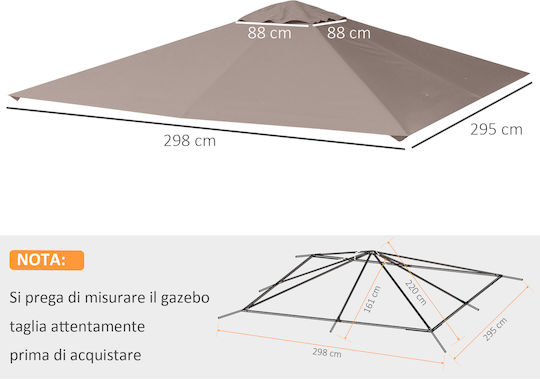Outsunny Gazebo Cover for Kiosk Beige 3x3m