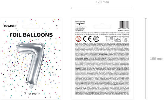 Balloon Foil Number 7 Silver 35cm