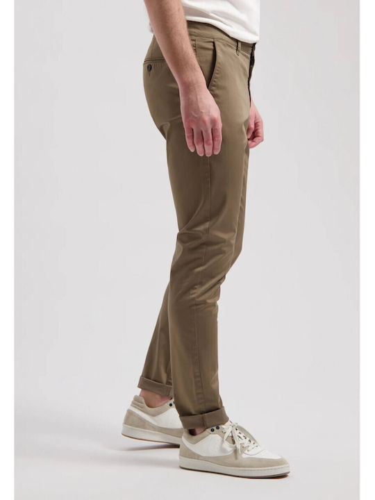 Pantaloni Chino cu Croială Slim Maro