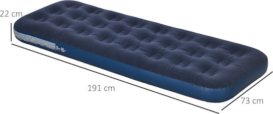 Outsunny Inflatable Single Air Mattress with Hand Pump 191x73x22cm Blue