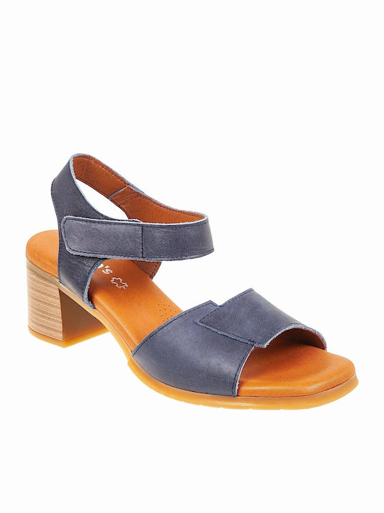 Adam's Shoes Leder Damen Sandalen mit mittlerem Absatz in Blau Farbe