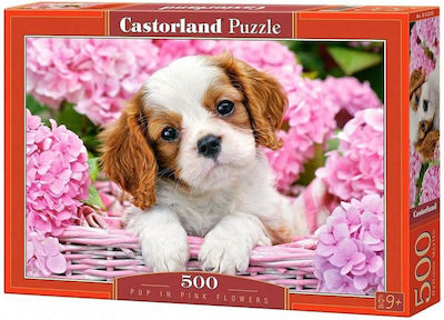 Puzzle pentru Copii Pup In Pink Flowers pentru 7++ Ani 180buc Castorland