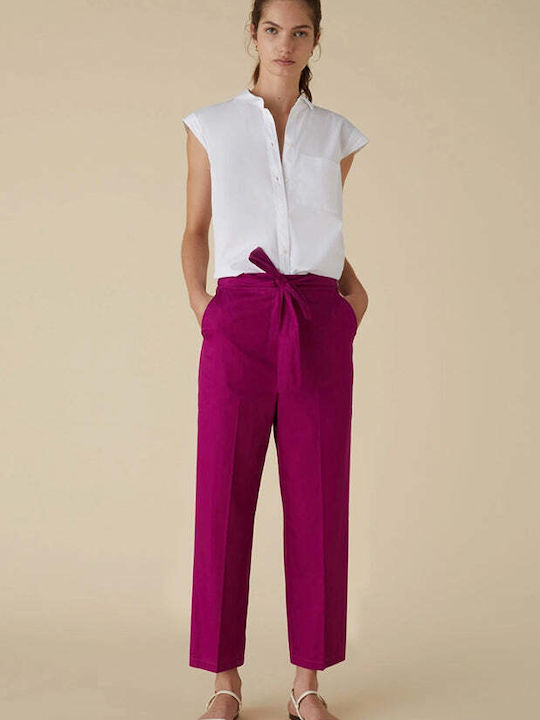 Marella Women's Cotton Trousers in Regular Fit Raspberry