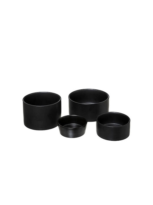 Secret de Gourmet Wooden Dessert Divided Serving Plate with 4 Slots Black Ø33cmxY10cm 5pcs