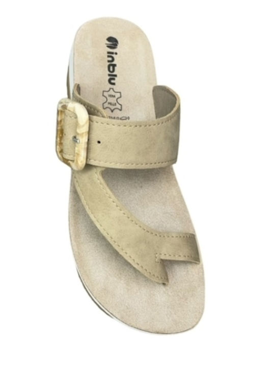 Women's Flat Sandals in Beige Color