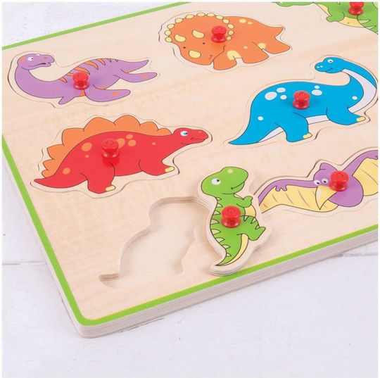 Lemnos Puzzle pentru Copii cu Îmbinări Lift Out Dinosaurs pentru 2+ ani+ Ani 9buc Big Jigs
