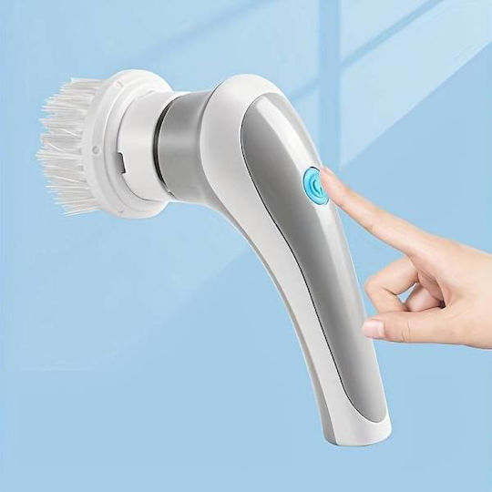 Plastic Cleaning Brush with Handle Gray