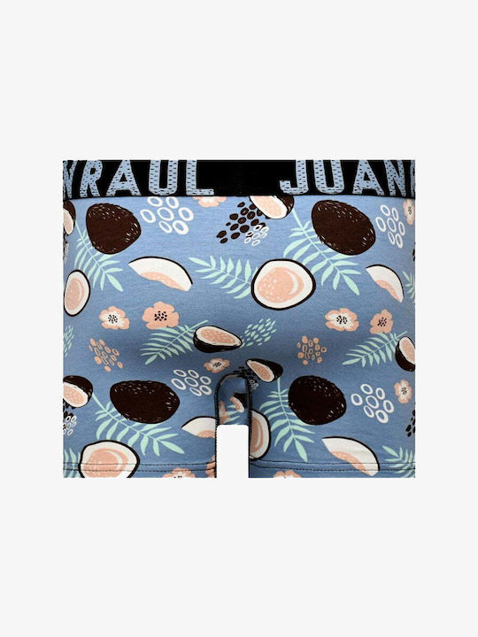 Juan Raul Herren Boxershorts Blau mit Mustern 1Packung