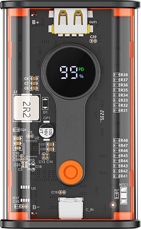 Recci RBP-P35 Mars Series Power Bank 10000mAh 22.5W with USB-A Port and USB-C Port Power Delivery Black
