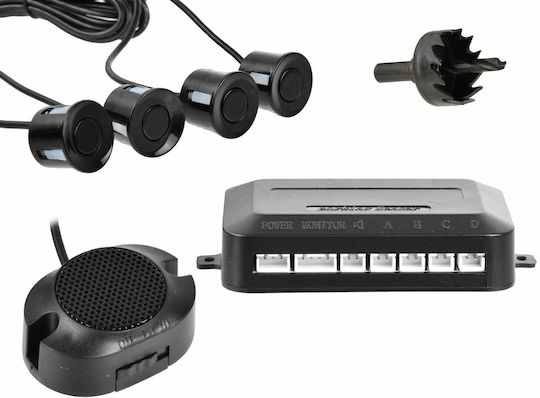 Geko Sistem de Parcare Auto cu Buzzer și 4 Senzori 50mm în Culoare Negru