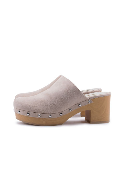 Corina Heel Mules Beige