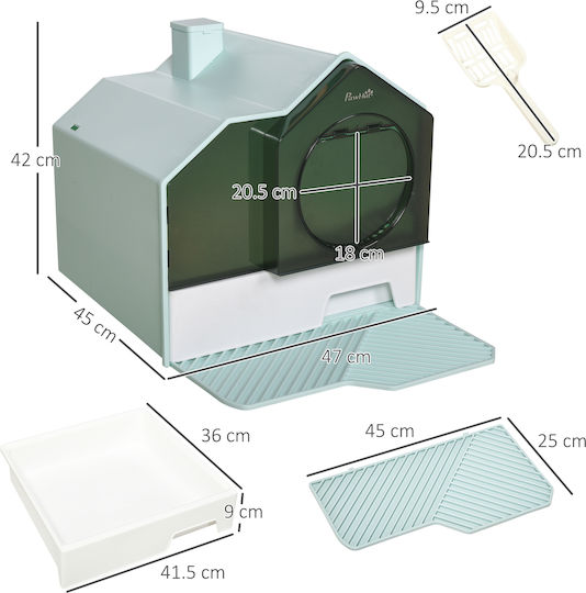 Pawhut Cat Toilet Closed Light Blue L47 x W45 x H42cm