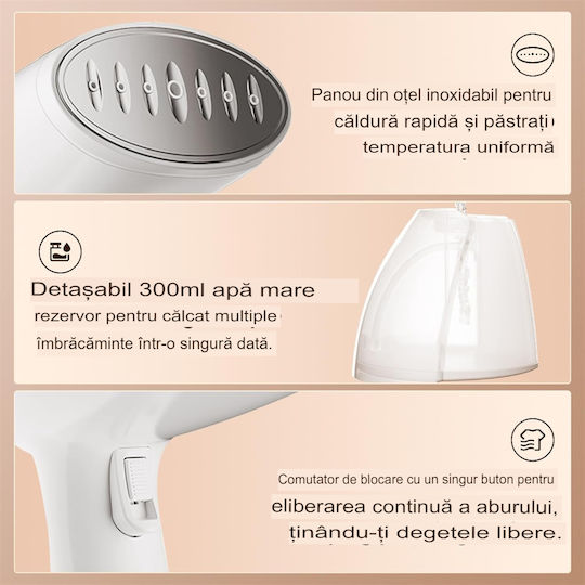 Esino LC 201 Aparat de călcat cu abur pentru haine de Mână 1500W cu rezervor 300ml Alb