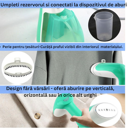 Esino LC 201 Aparat de călcat cu abur pentru haine de Mână 1500W cu rezervor 300ml Verde