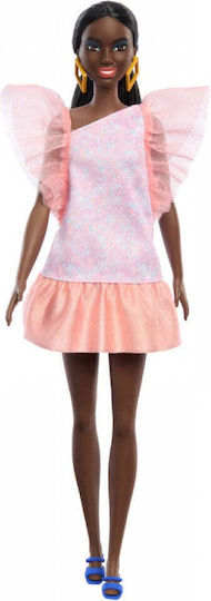 Barbie Fashionistas Doll Fashionistas #216 With Tall Body, Black Straight Hair & Peach Dress for 3+ years+ Years 29cm