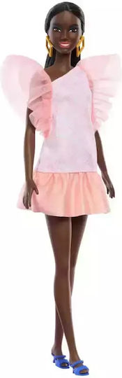 Barbie Fashionistas Doll Fashionistas #216 With Tall Body, Black Straight Hair & Peach Dress for 3+ years+ Years 29cm