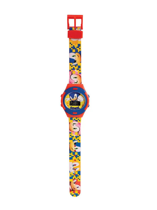 AS Kinder-Digitaluhr Sonic mit Kautschuk/Plastikarmband Mehrfarbig Verschiedene Designs/Sortimente von Designs) 1Stück