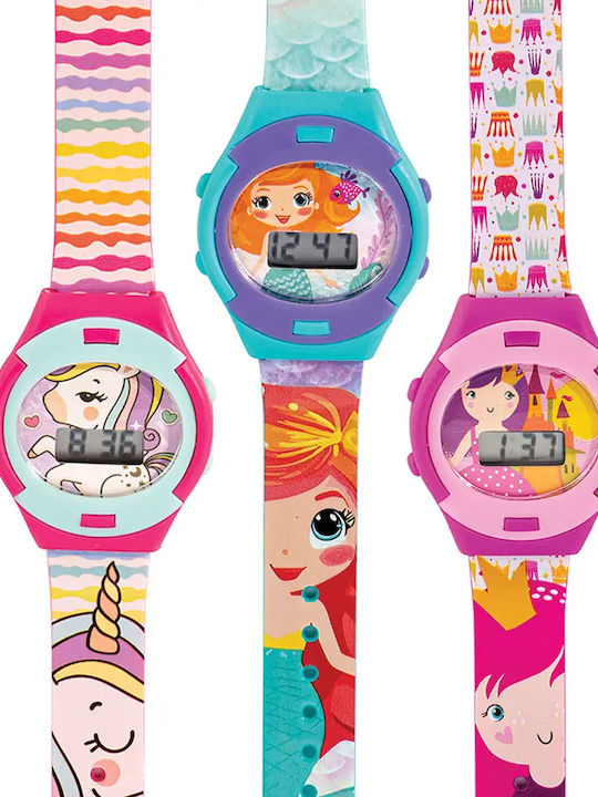AS Kids Digital Watch with Rubber/Plastic Strap Unicorn - Mermaid - Queen Various Designs/Assortments of Designs) 1pc