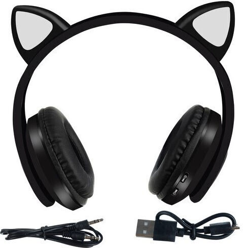 Kitten Ear Fără fir Bluetooth On Ear Căști cu 10 ore de Funcționare Negre