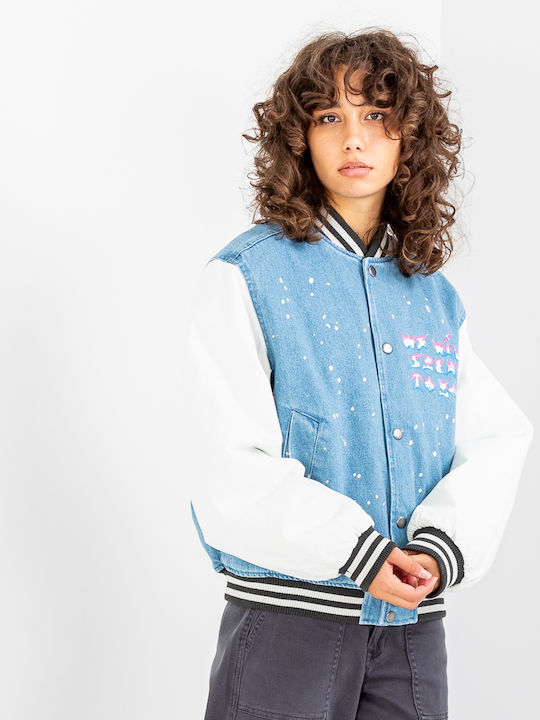 Sam Ryser Κοντό Γυναικείο Bomber Jacket Γαλάζιο