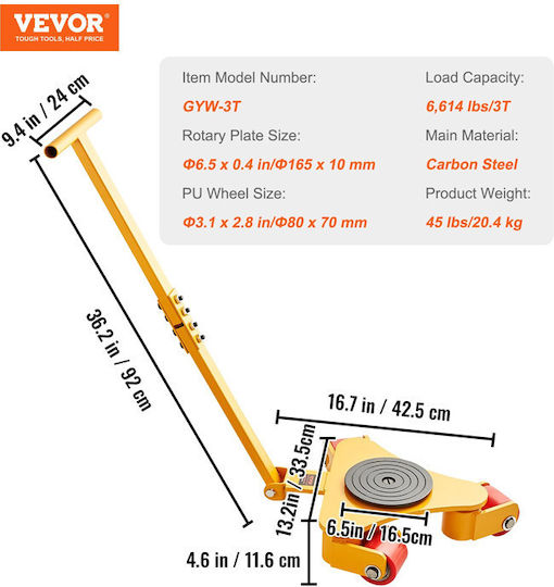 Vevor Transport-Wagen in Gelb Color