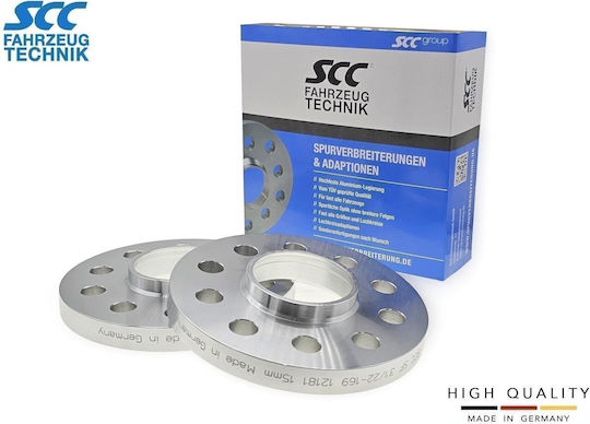 SCC Car Wheel Adapters Silver Al 7075 Φ65.1mm 15mm (5x100) for Opel Vectra 2pcs