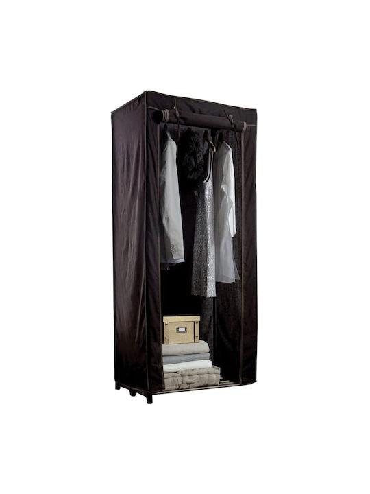 Fabric Wardrobe with Zipper and Shelves in Brown Color CIRAN3437-C