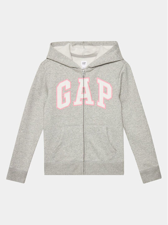 GAP Athletic Kids Sweatshirt Cardigan Fleece with Hood Gray