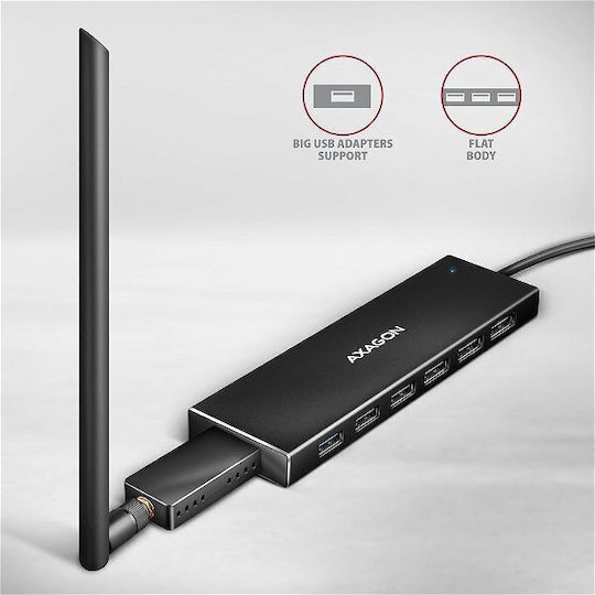 Axagon Hub 12 Θυρών USB 3.2 με σύνδεση USB-C / USB-A Μπλε