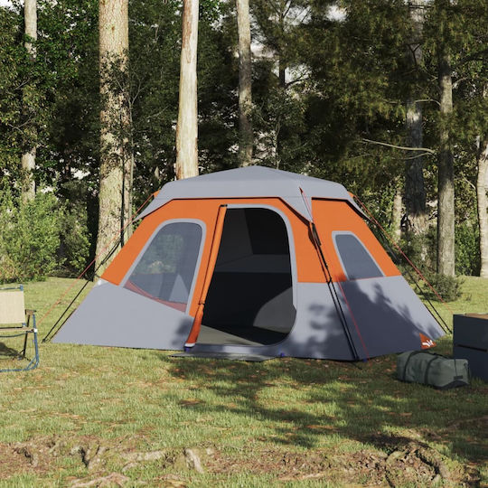 vidaXL Καλοκαιρινή Σκηνή Camping Γκρι για 6 Άτομα 344x282x192εκ.
