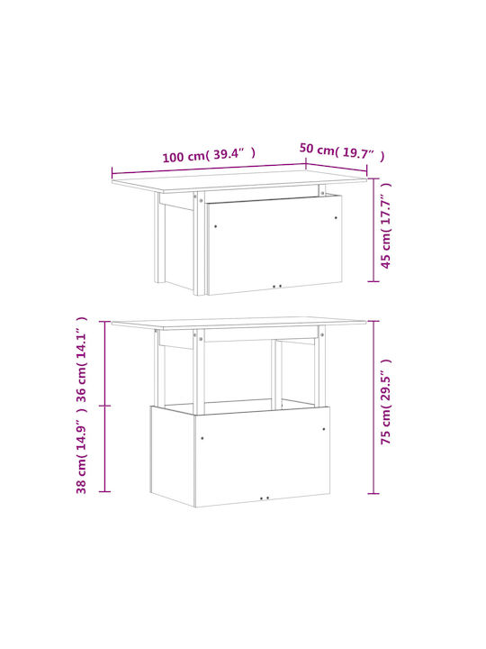 Garden Table Outdoor from Acacia 100x50x75cm