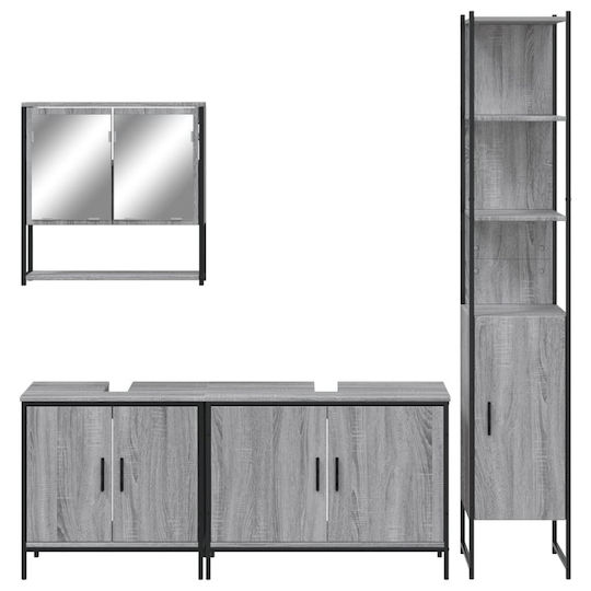 vidaXL Πάγκος με Νιπτήρα & Καθρέπτη Μ60xΒ16xΥ60cm Γκρι