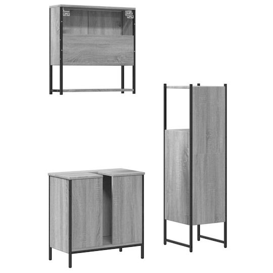 vidaXL Πάγκος με Νιπτήρα & Καθρέπτη Μ60xΒ16xΥ60cm Γκρι