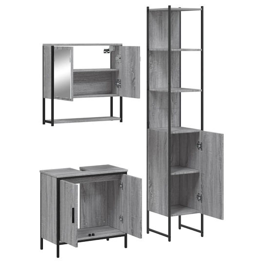vidaXL Πάγκος με Νιπτήρα & Καθρέπτη Μ60xΒ16xΥ60cm Γκρι