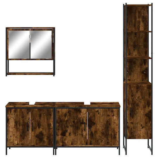 vidaXL Countertop with Sink & Mirror L60xW16xH60cm Coffee