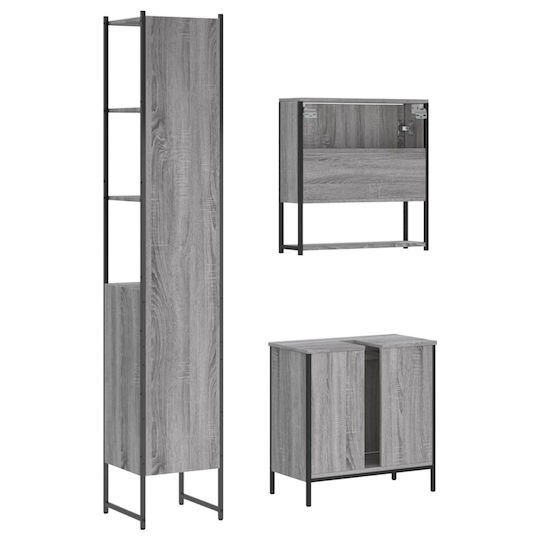 vidaXL Πάγκος με Νιπτήρα & Καθρέπτη Μ60xΒ16xΥ60cm Γκρι